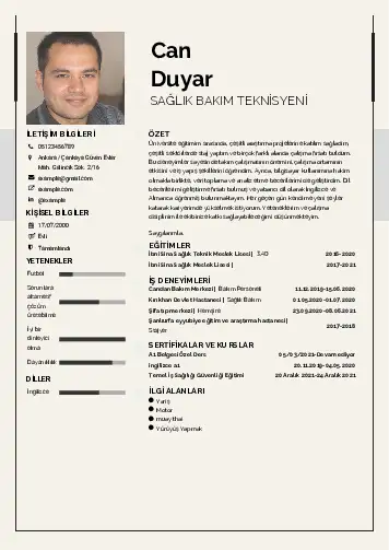 Hasta Bakıcı Cv Örnekleri cv indir